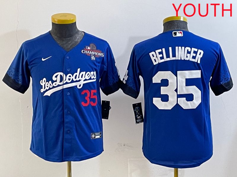 Youth Los Angeles Dodgers #35 Bellinger Blue City Edition 2025 Nike MLB Jersey style 3->youth mlb jersey->Youth Jersey